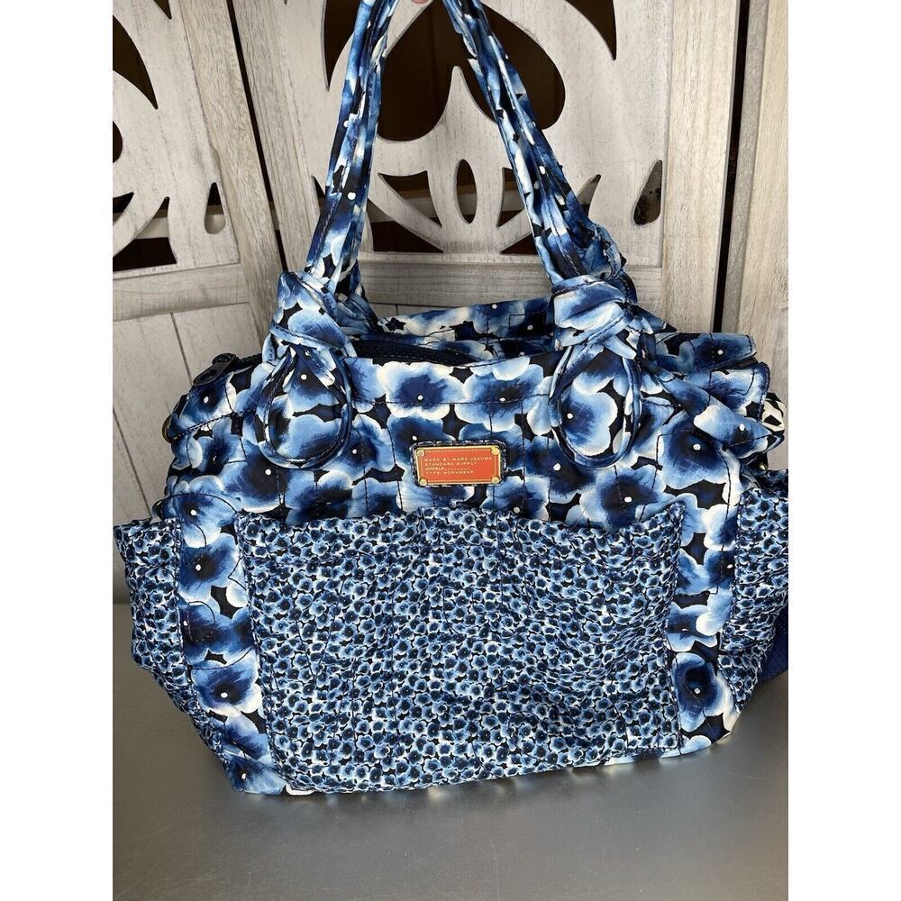 MARC BY MARC JACOBS Bright Blue Baby Travel Weekender Shopper Tote Bag Floral